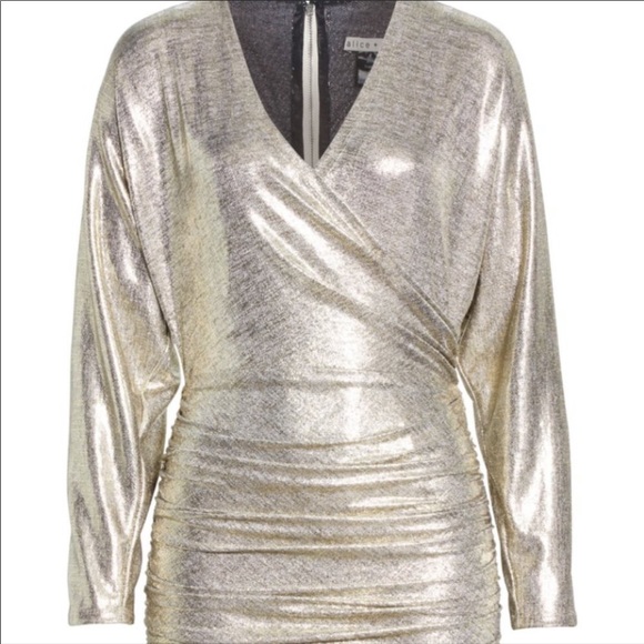 Alice & Olivia Pace Batwing Metallic Mini Dress - Picture 2 of 7